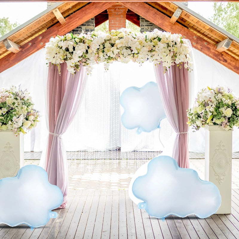 Sumind 6 Pcs 30 Inch White Cloud Foil Balloons for Birthday Baby Shower Themed Party Birthday Party Decorations Supplies (Light Blue) - Image 5